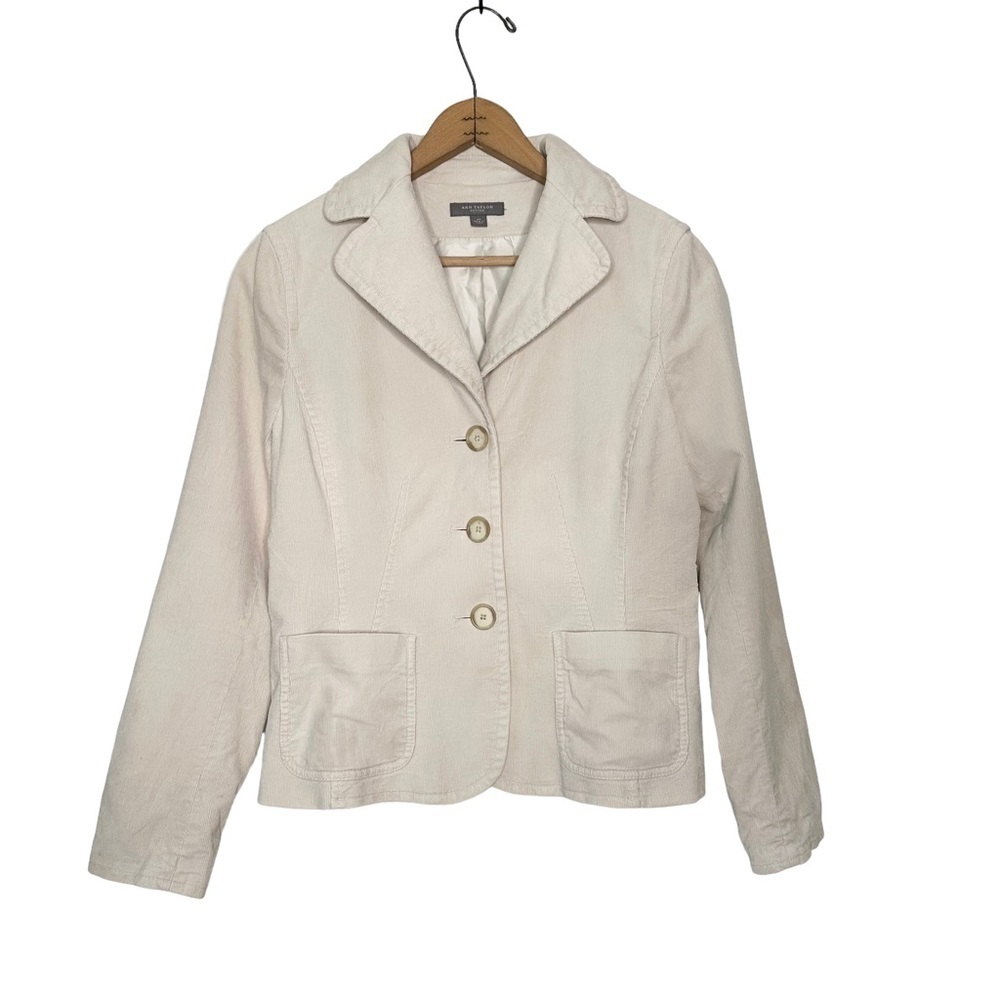 Ann Taylor | Cream Fine Corduroy Button Down Blazer